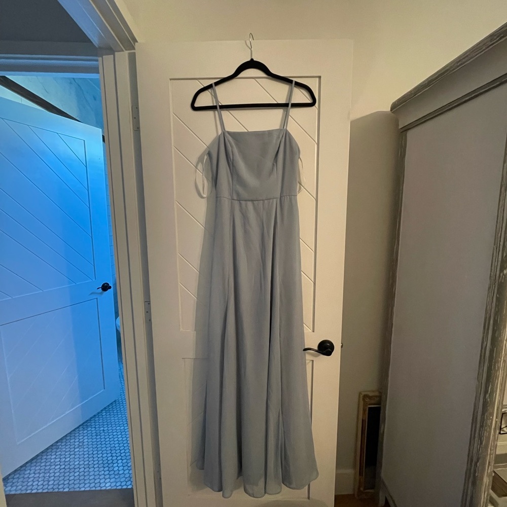 David’s Bridal Dusty Blue dress
